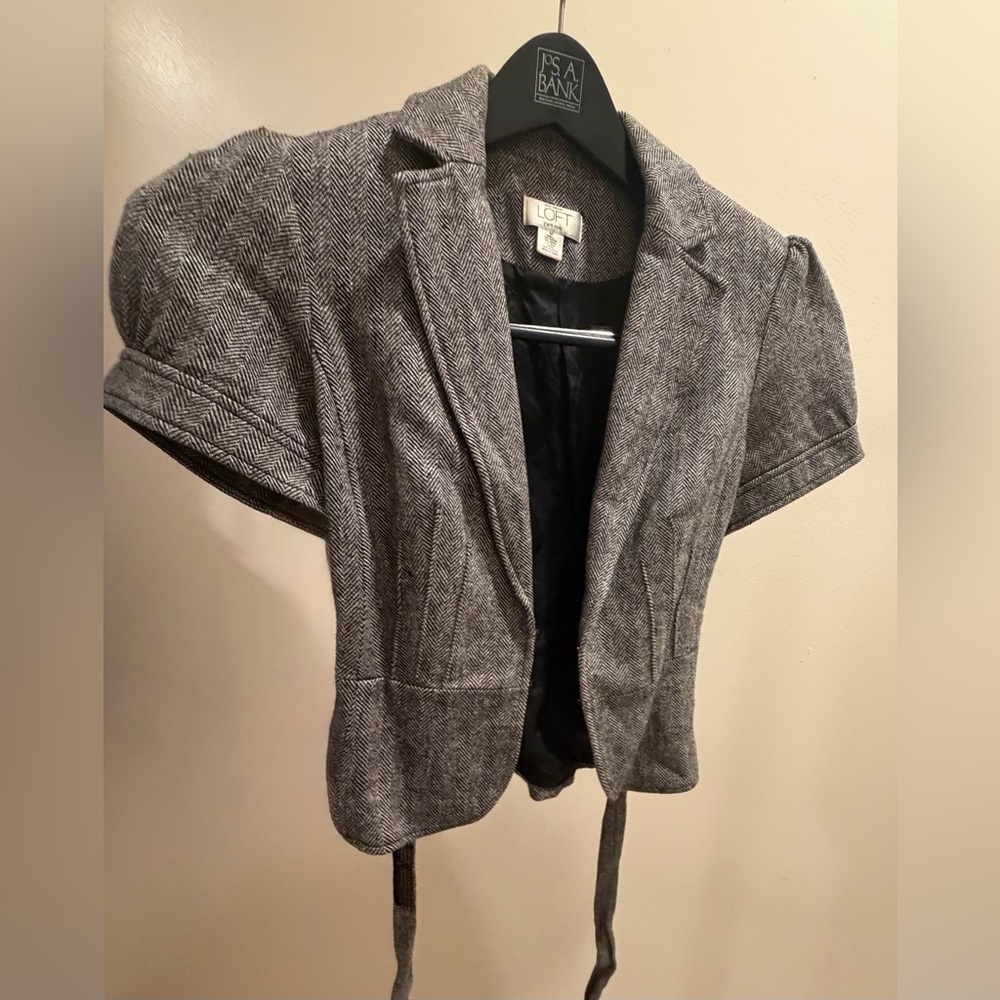 LOFT Women's Herringbone Short Sleeve Blazer